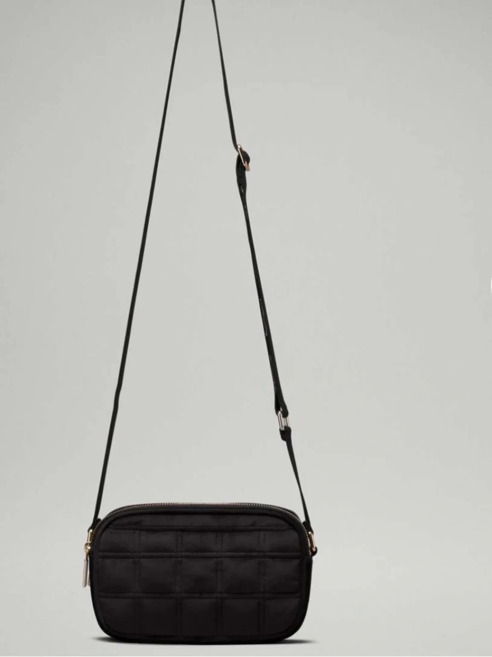 lululemon athletica Black Quilted Crossbody with Rose Gold Logo